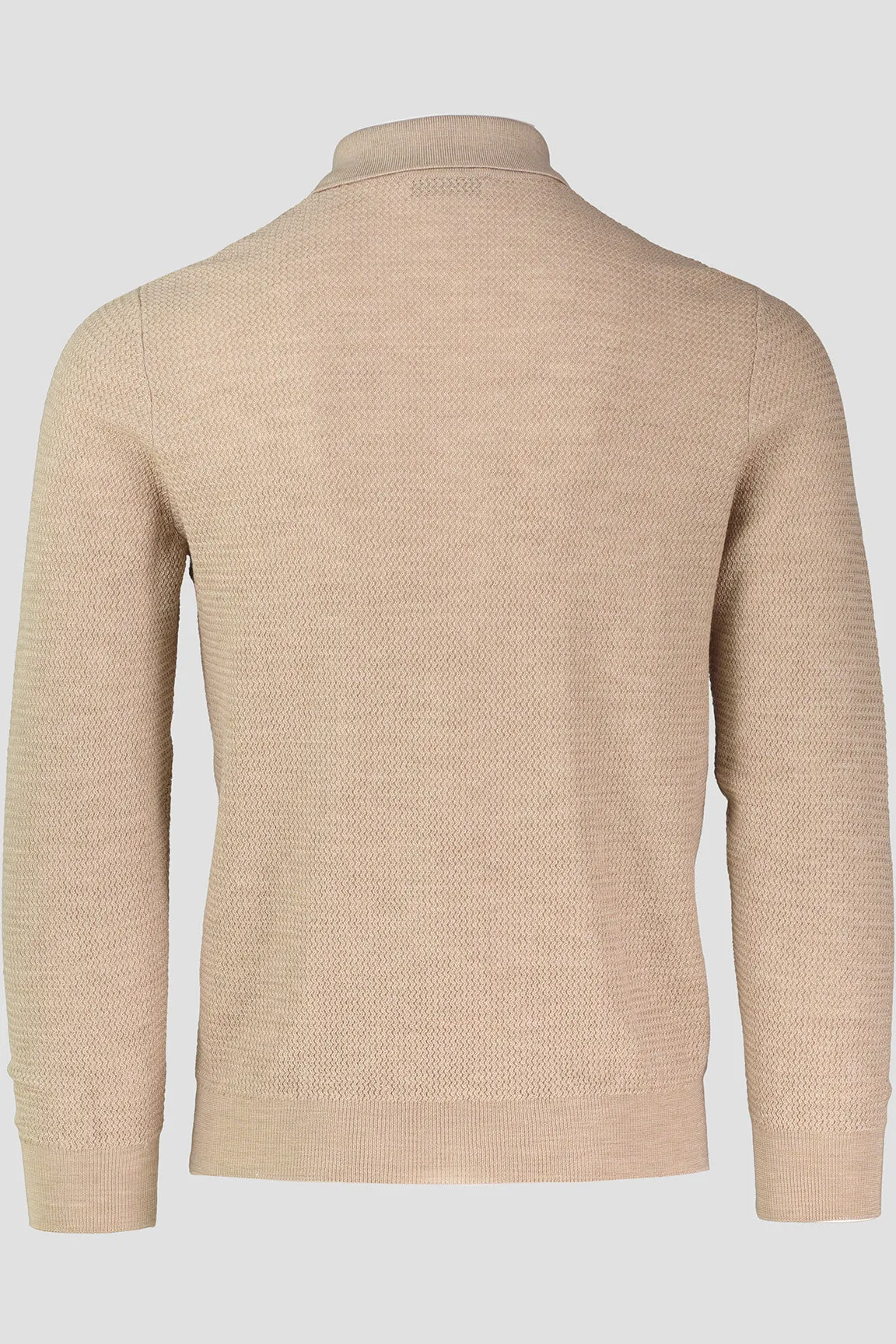 Men's Gran Sasso Beige Long Sleeve Zip Up Knitted Polo Shirt