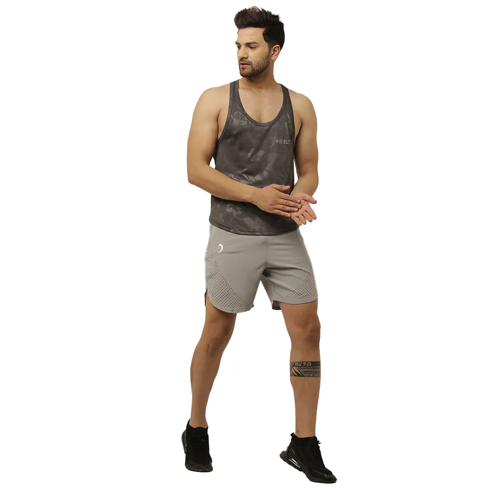 Men's Gym wear Dark Grey Emboss Print Stringer