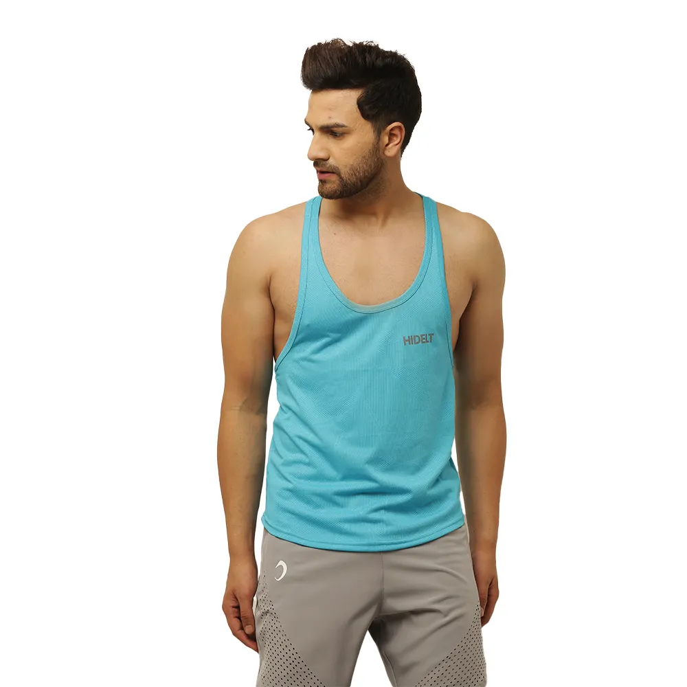 Men's Gym wear Jacquard knit Cool Blue Stringer