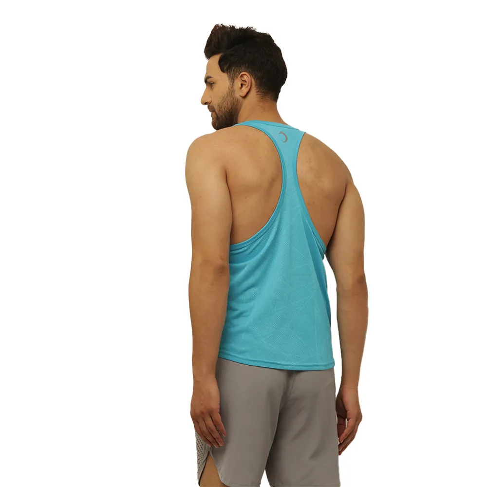 Men's Gym wear Jacquard knit Cool Blue Stringer