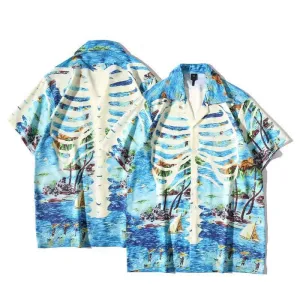 Men's Hawaiian Short Sleeves Mixed Print Casual Shirt