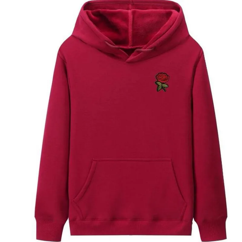 Men's Hooded Sweatshirt With Embroidered Rose