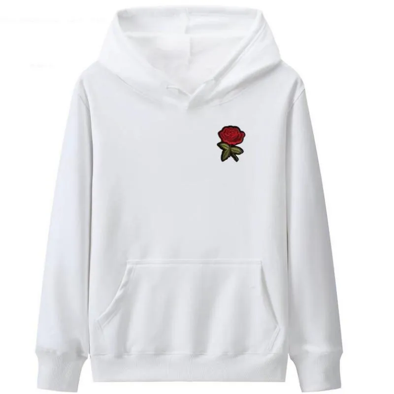 Men's Hooded Sweatshirt With Embroidered Rose