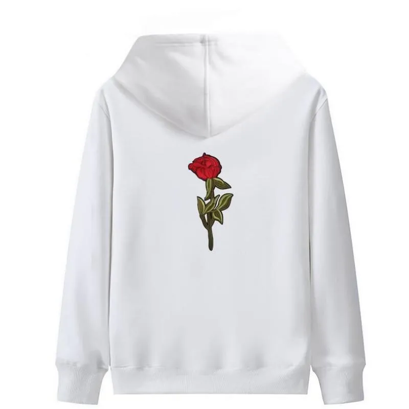 Men's Hooded Sweatshirt With Embroidered Rose
