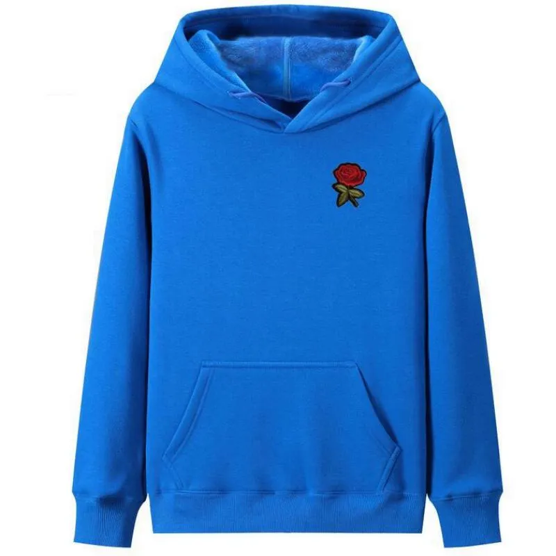 Men's Hooded Sweatshirt With Embroidered Rose