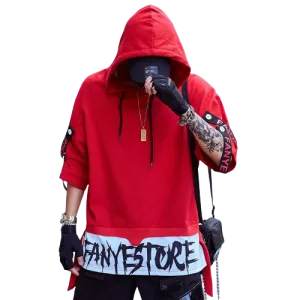 Men's Hoodie Sweatshirt Autumn Casual Black Hoodies Tops 3XL Techwear Hip Hop Harajuku Patchwork Japanese Streetwear Men
