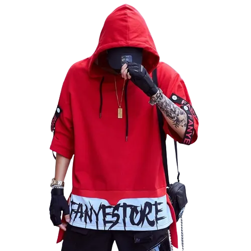 Men's Hoodie Sweatshirt Autumn Casual Black Hoodies Tops 3XL Techwear Hip Hop Harajuku Patchwork Japanese Streetwear Men