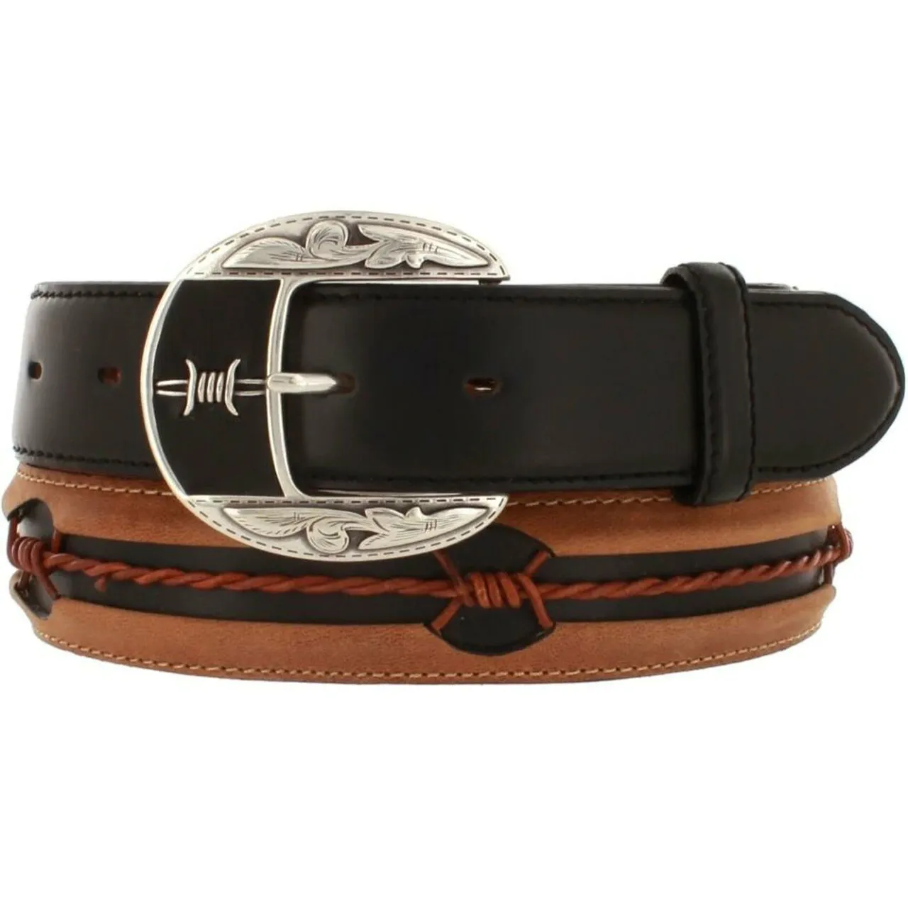 Men's Justin Fenced In Leather Belt by Leegin C10813