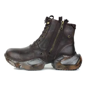 Men's Leather athletic walking Moto Boots OS-5008-S-8