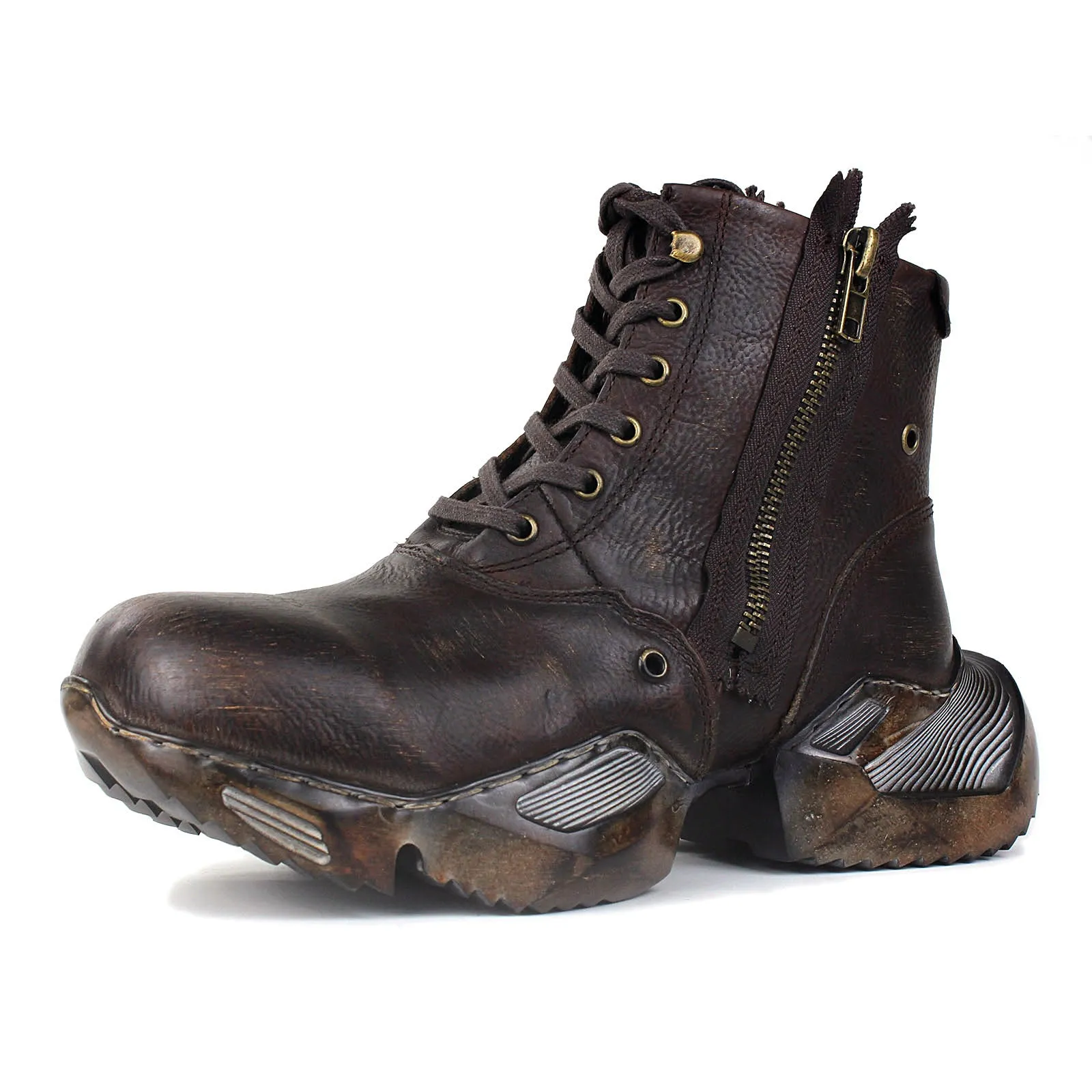 Men's Leather athletic walking Moto Boots OS-5008-S-8