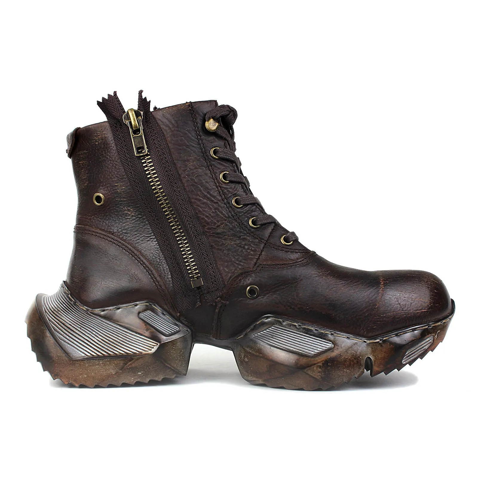 Men's Leather athletic walking Moto Boots OS-5008-S-8
