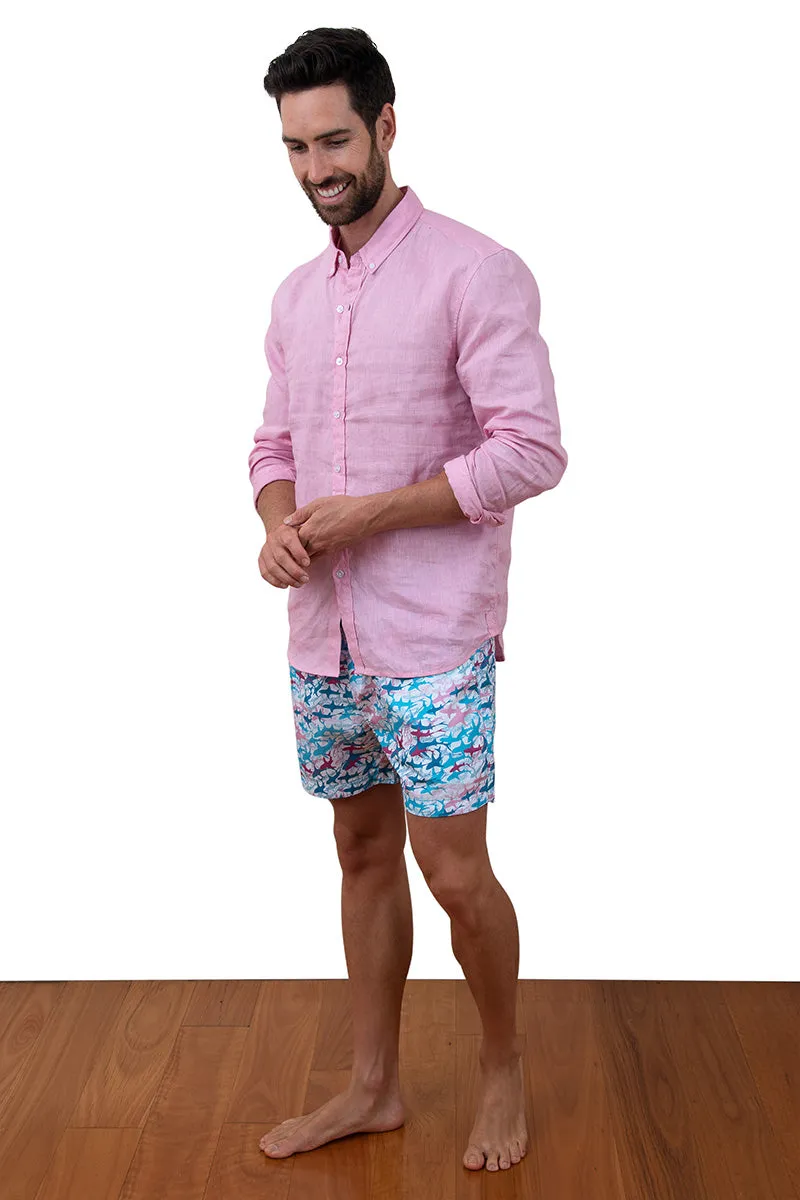 Mens Linen Shirt Pink