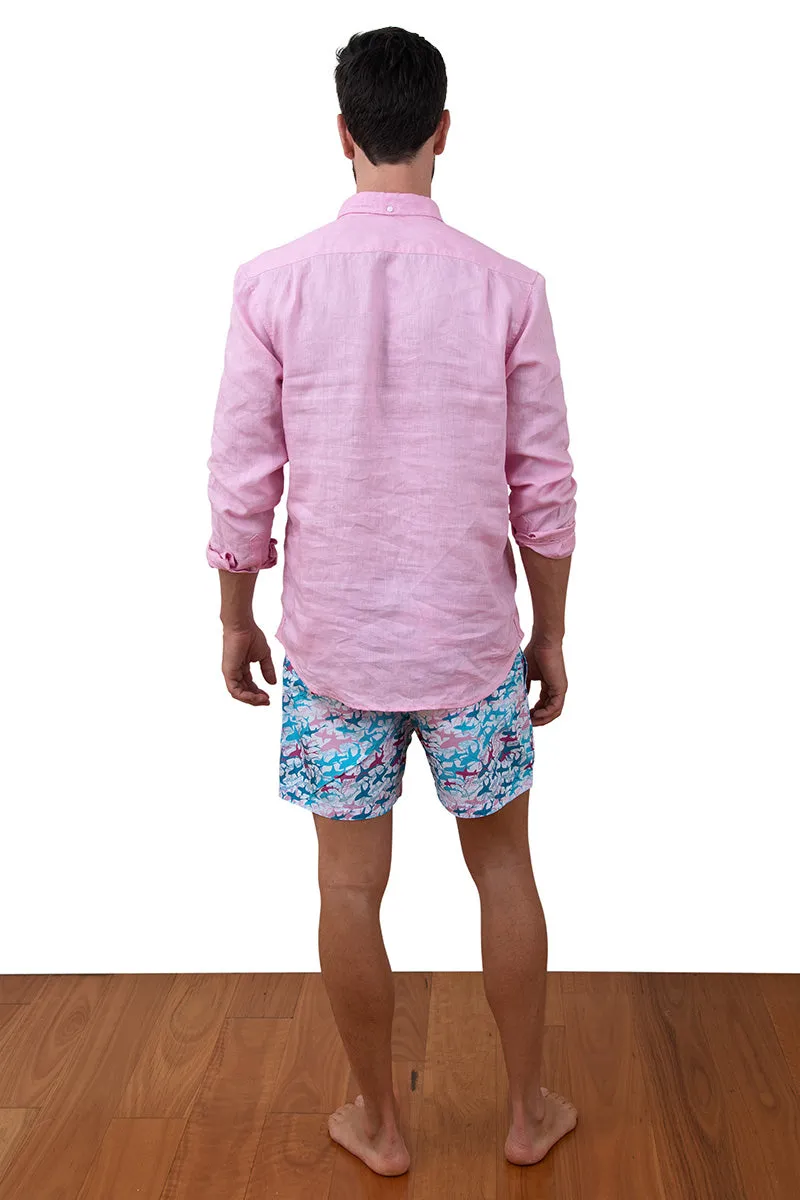 Mens Linen Shirt Pink