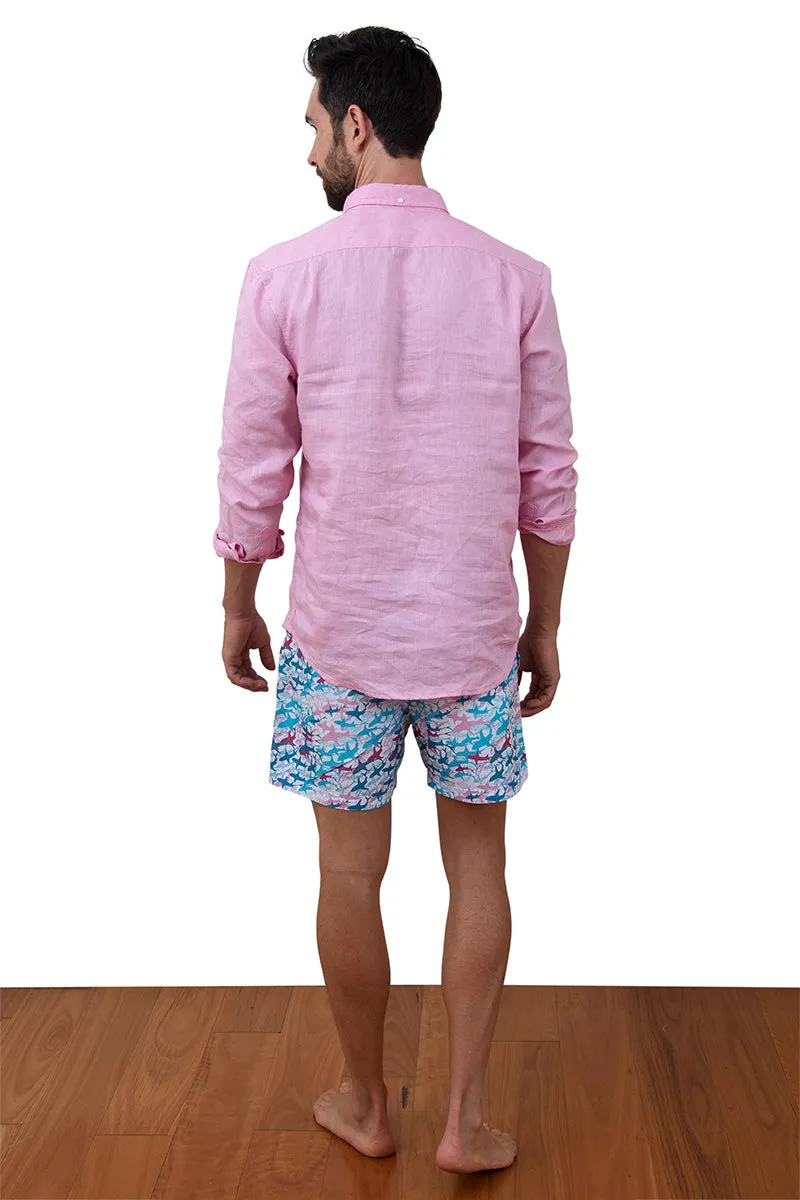 Mens Linen Shirt Pink