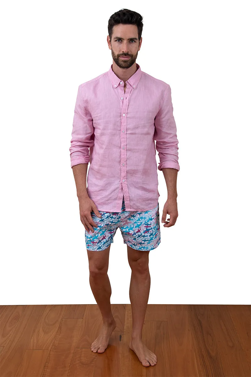 Mens Linen Shirt Pink