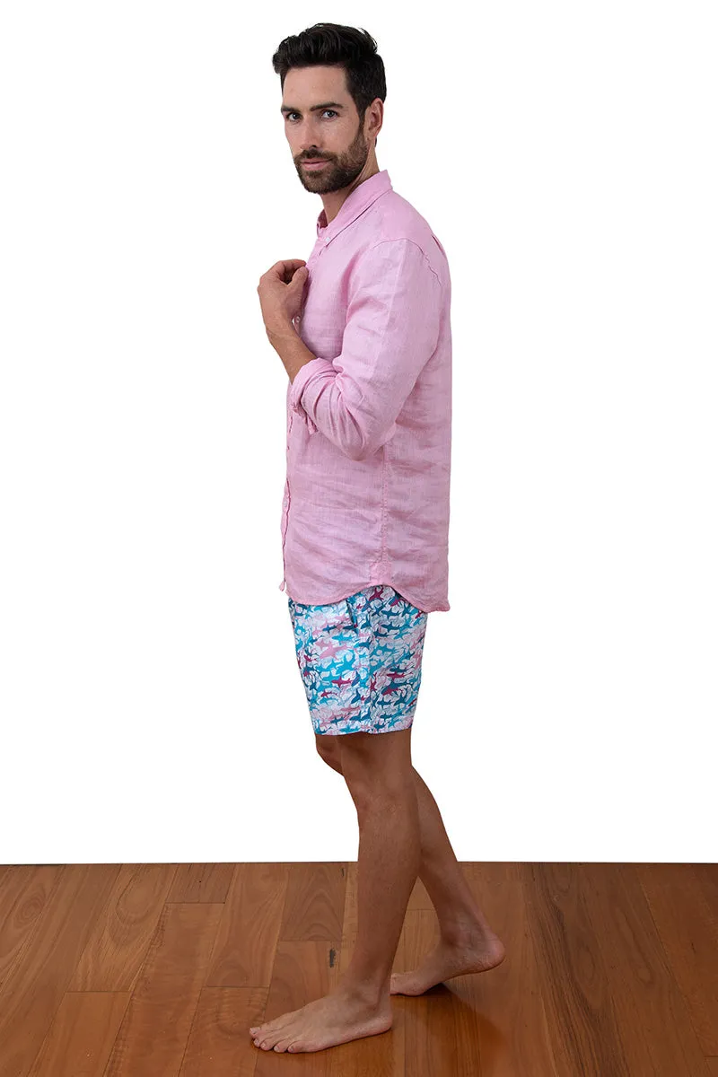 Mens Linen Shirt Pink