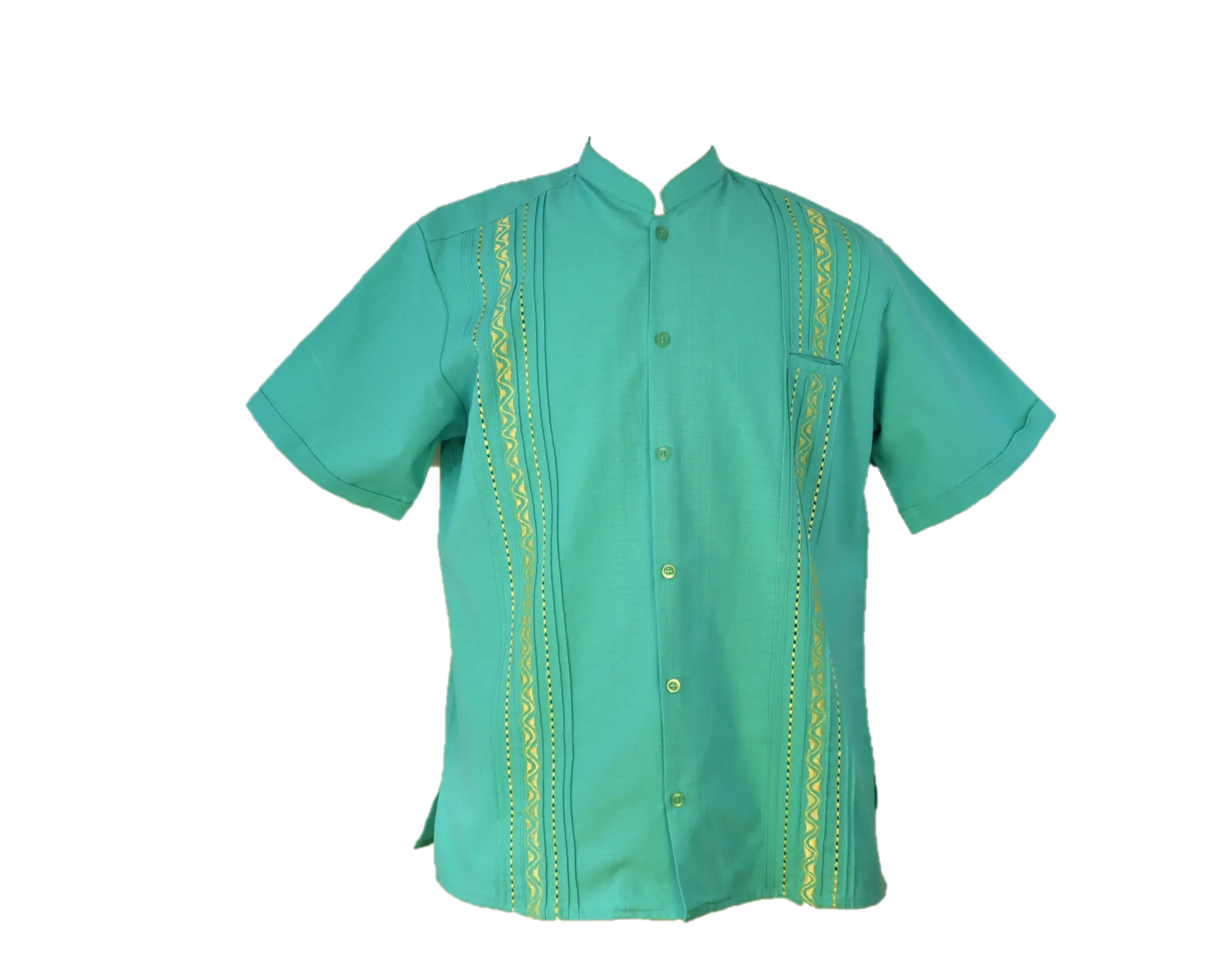 Men’s Linen Short Sleeve Embroidered Guayabera-Turquoise