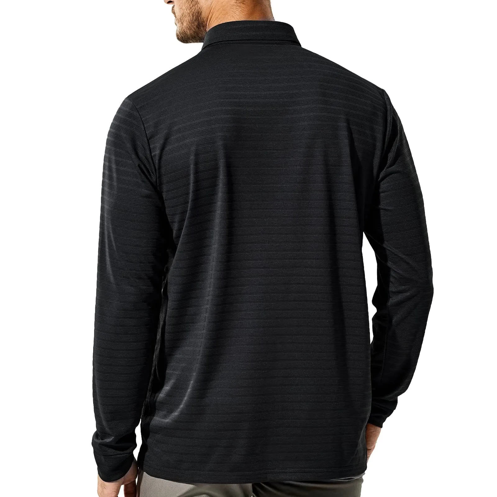 Men's Long Sleeve Polo Shirts Striped Quick Dry Golf Shirts