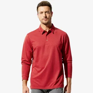 Men's Long Sleeve Polo Shirts Striped Quick Dry Golf Shirts