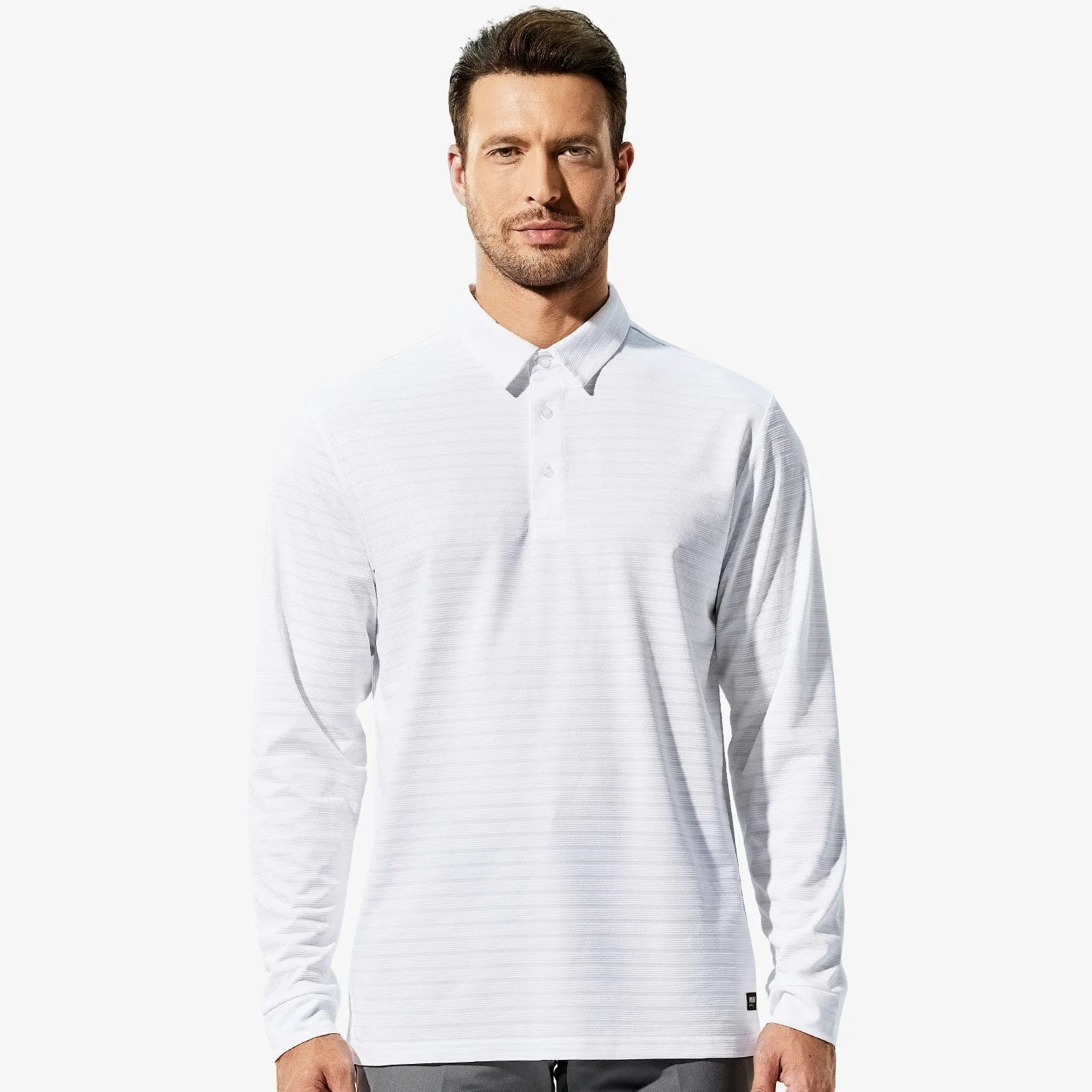 Men's Long Sleeve Polo Shirts Striped Quick Dry Golf Shirts