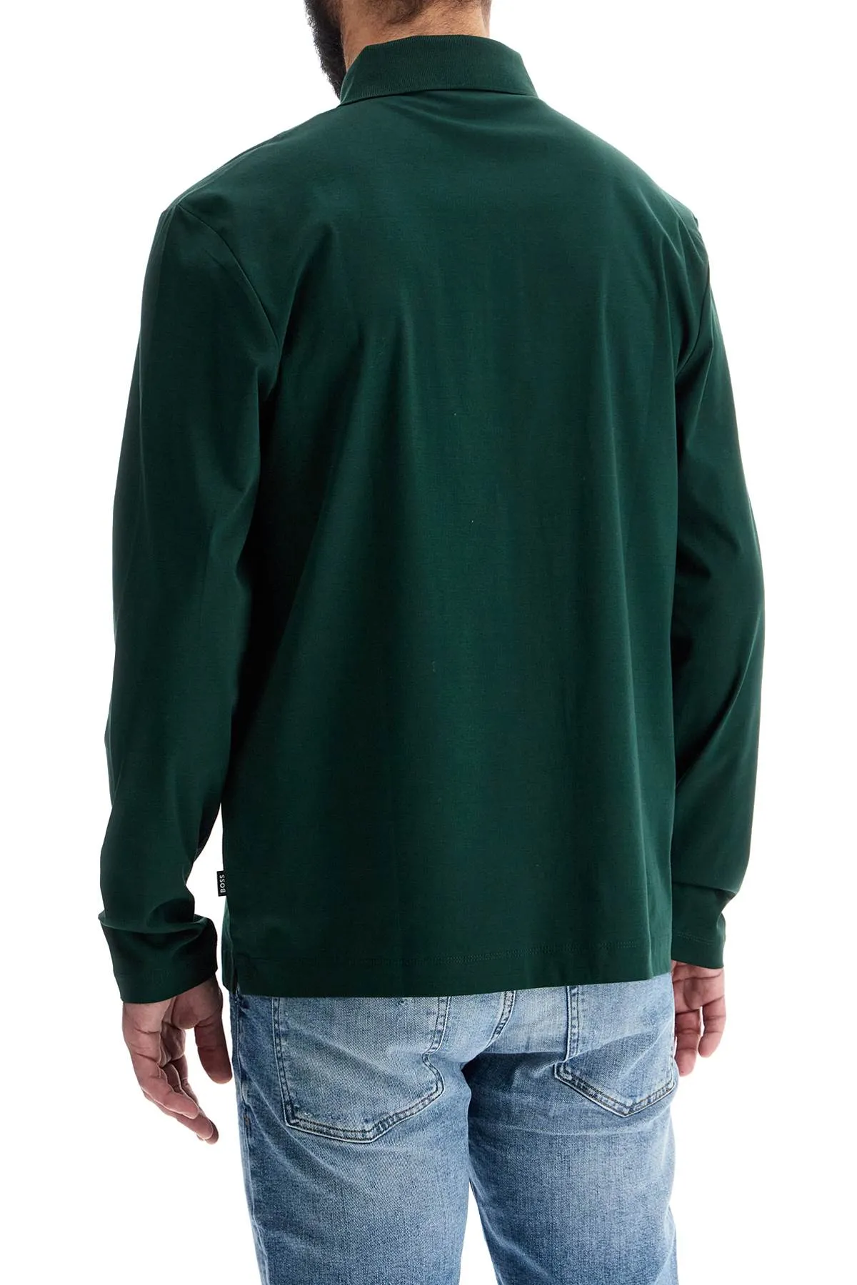 men's long sleeve slim fit cotton polo green 50523917 OPEN GREEN