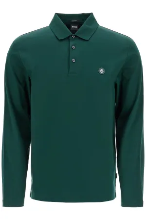 men's long sleeve slim fit cotton polo green 50523917 OPEN GREEN