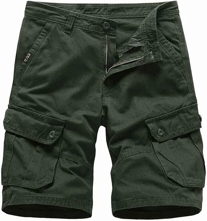 Men's Multi-Pocket Cargo Army Green Shorts