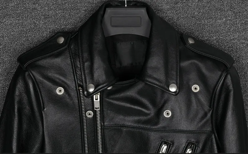 Men’s Multi Zipper Biker Genuine Style Leather Jackets by TJS