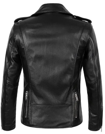 Men’s Multi Zipper Biker Genuine Style Leather Jackets by TJS