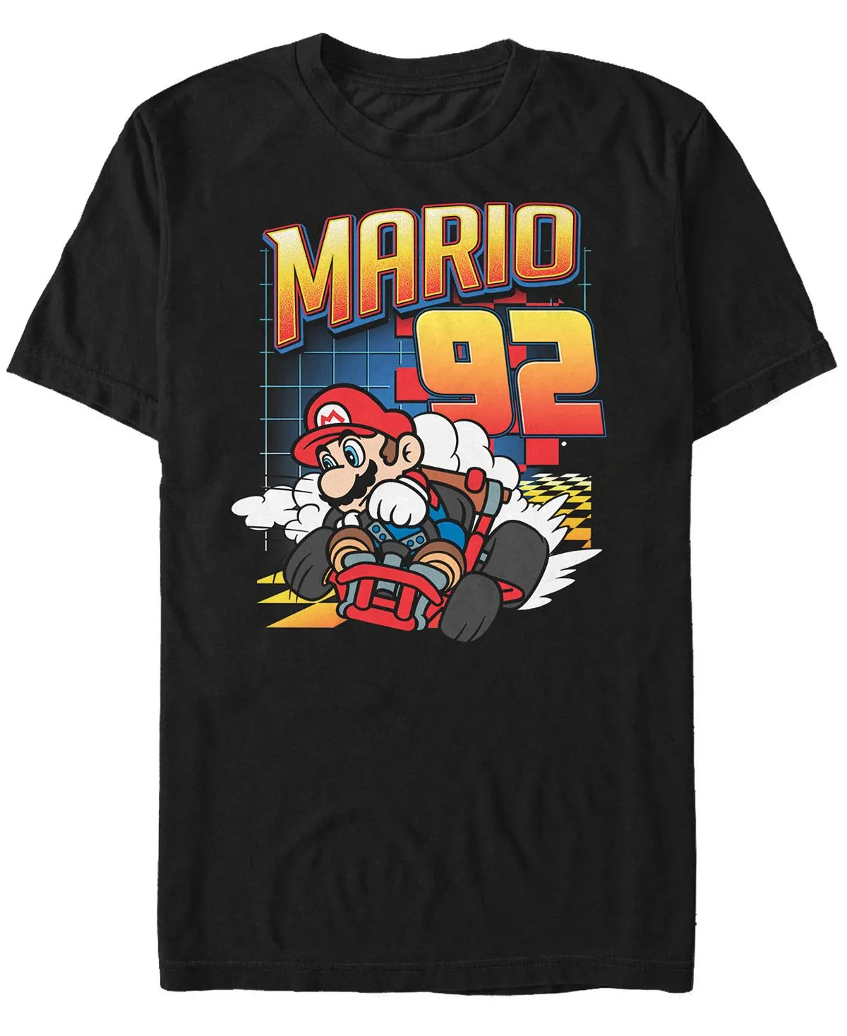 Men's Nintendo Mario Kart Racer Number 92 Fifth Sun Short Sleeve T-Shirt, Black