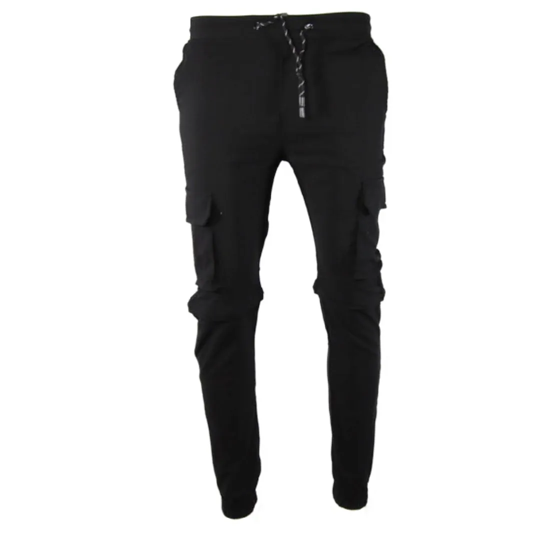 Men's Pants Straight Leg Flat Front Drawstring Waist Dual Cargo Pocket Pants