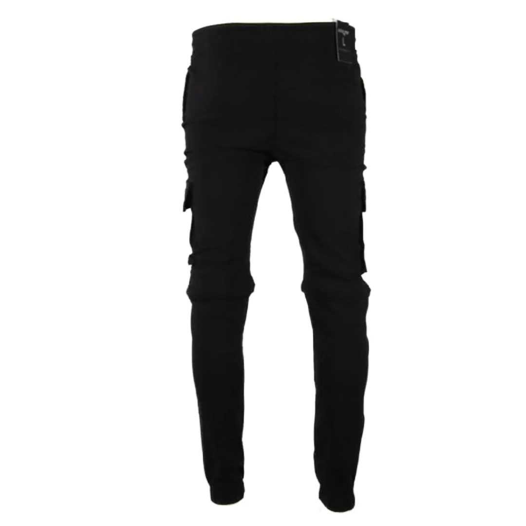 Men's Pants Straight Leg Flat Front Drawstring Waist Dual Cargo Pocket Pants
