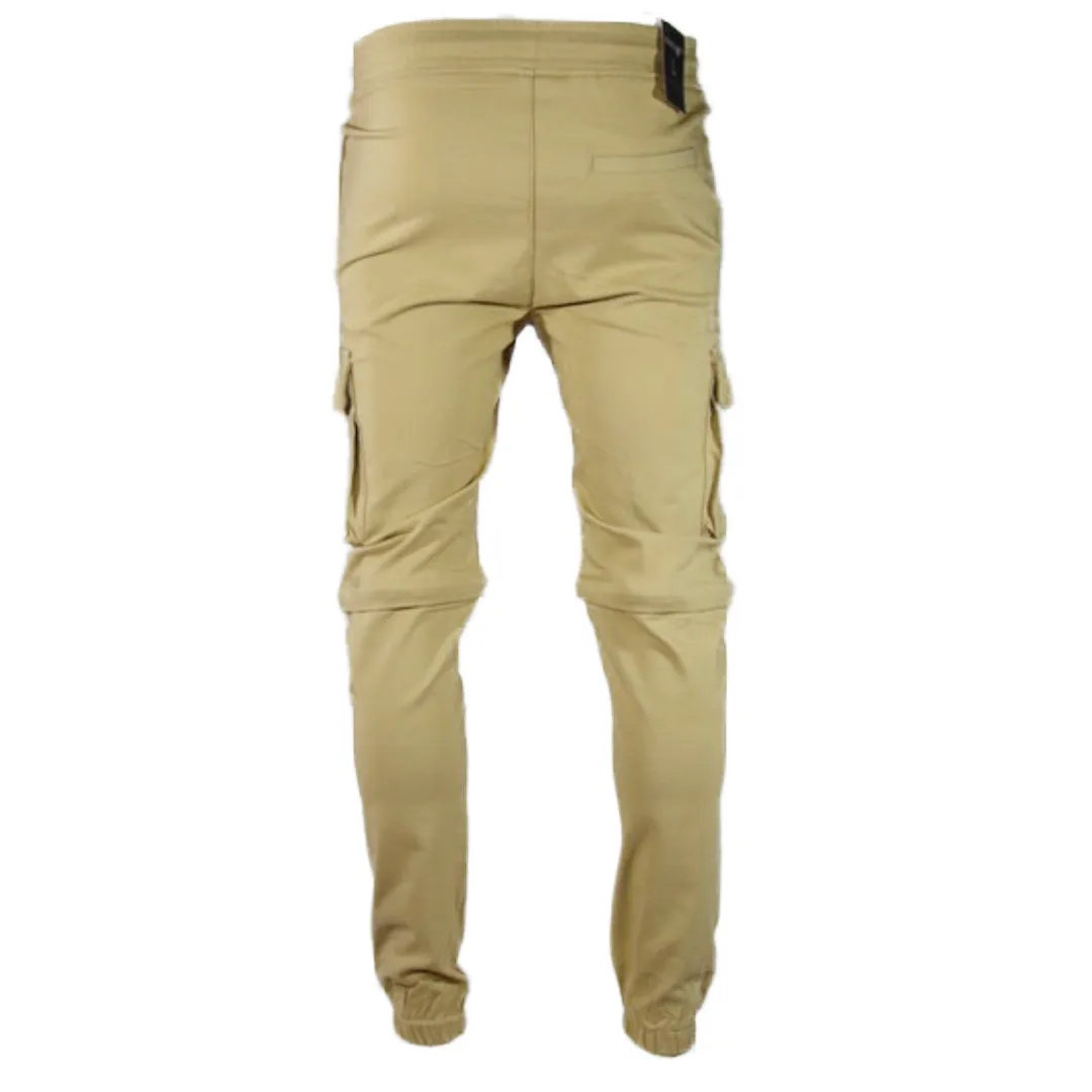 Men's Pants Straight Leg Flat Front Drawstring Waist Dual Cargo Pocket Pants
