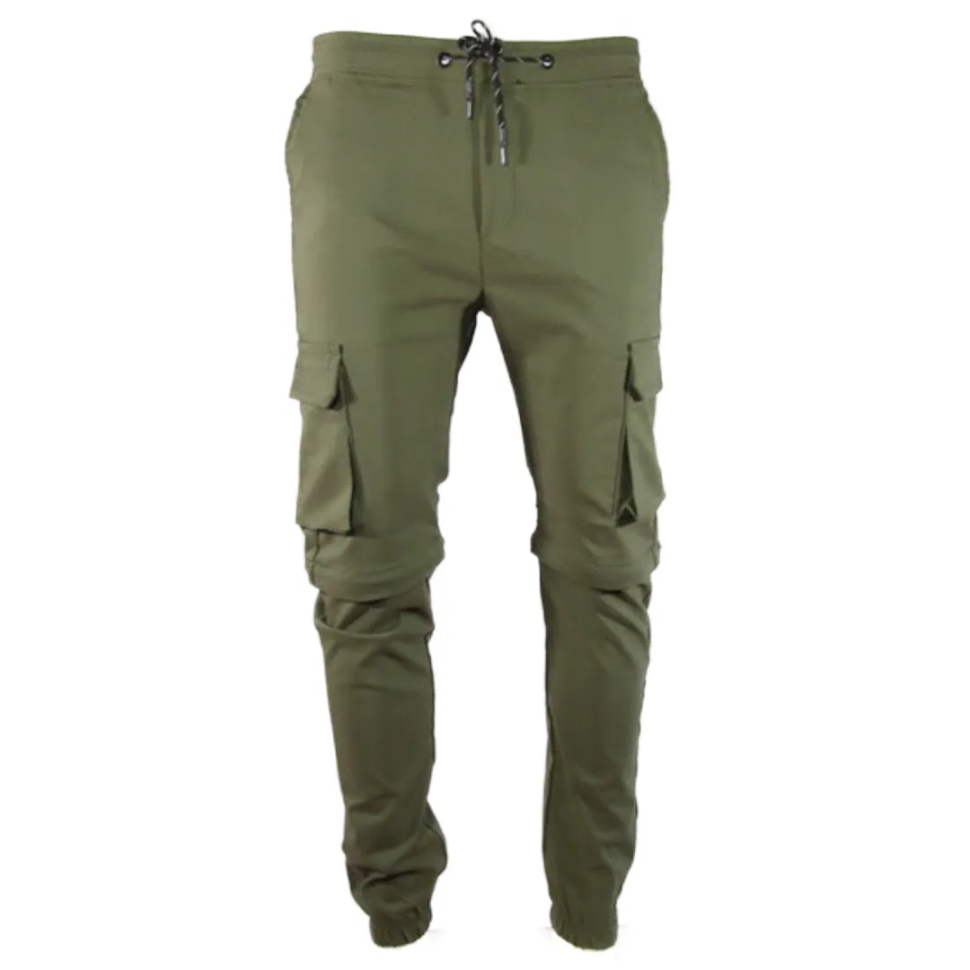 Men's Pants Straight Leg Flat Front Drawstring Waist Dual Cargo Pocket Pants