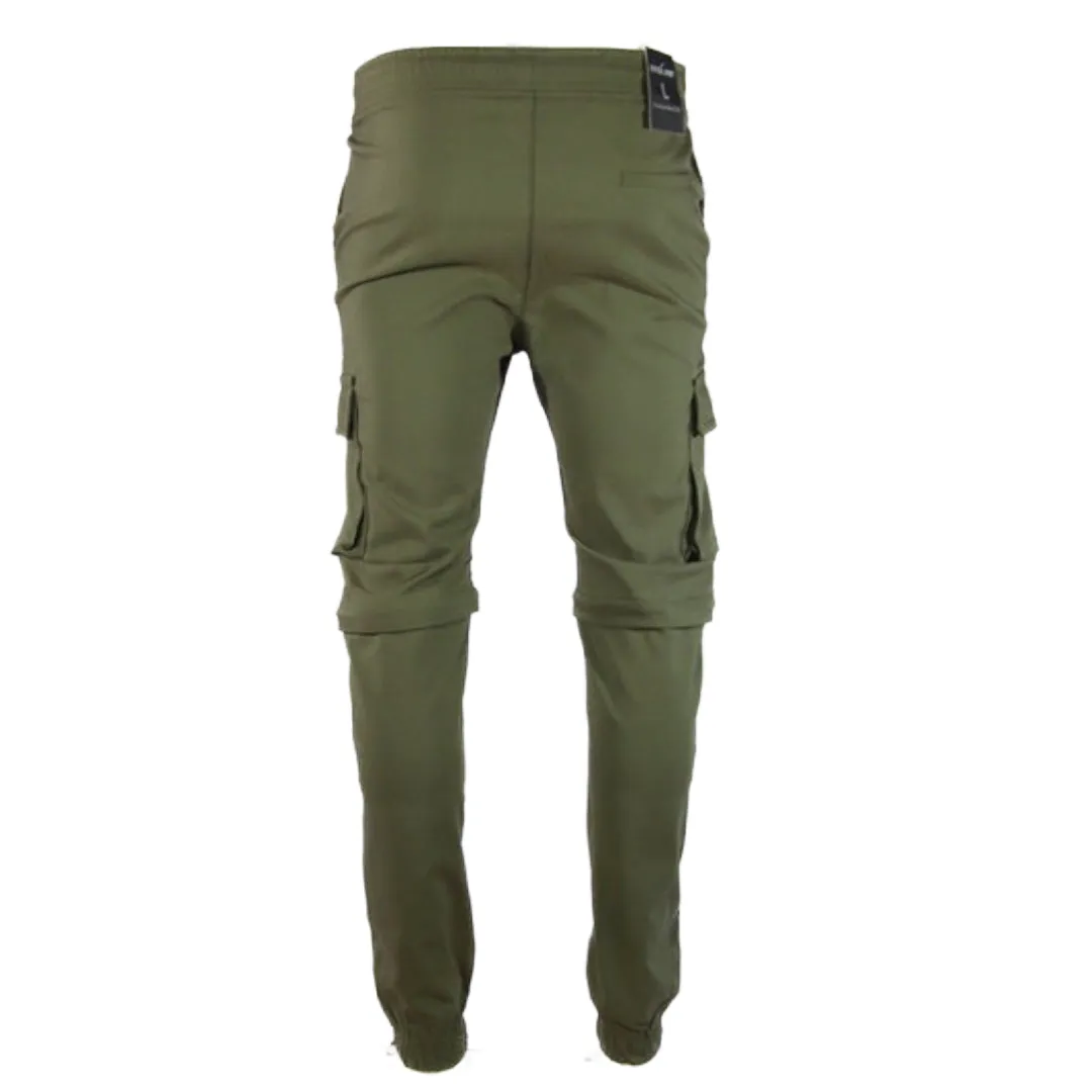 Men's Pants Straight Leg Flat Front Drawstring Waist Dual Cargo Pocket Pants