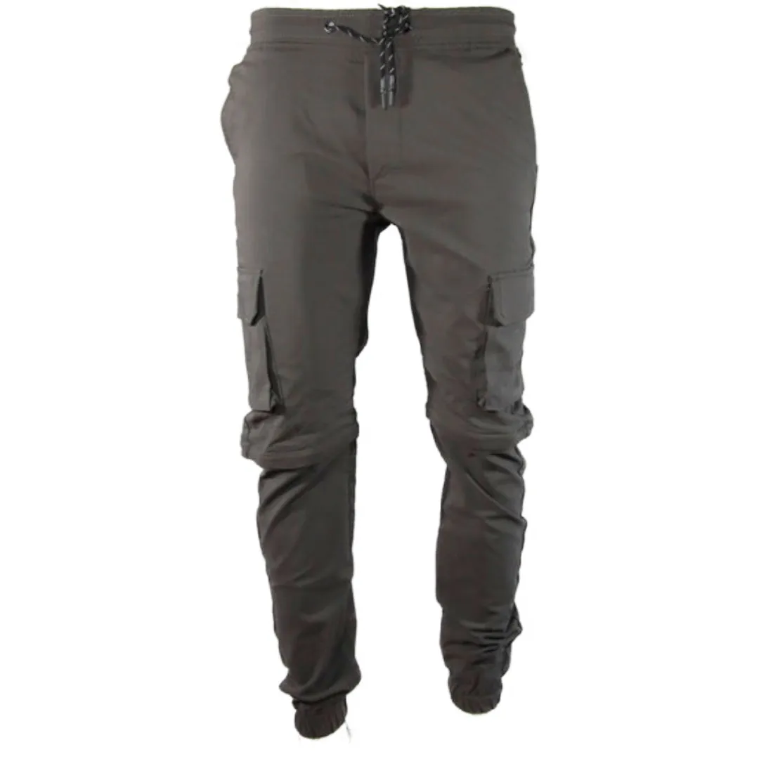 Men's Pants Straight Leg Flat Front Drawstring Waist Dual Cargo Pocket Pants