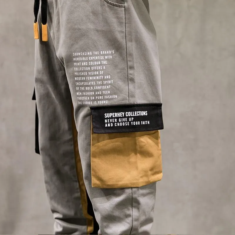 Men's Patchwork Side Pockets Cargo Pants
