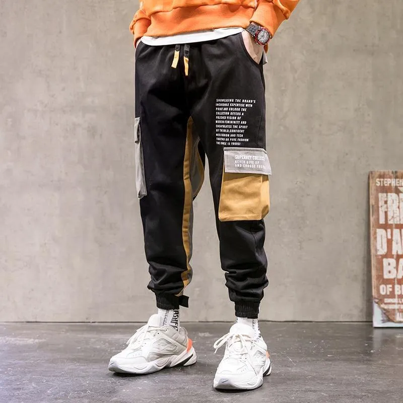 Men's Patchwork Side Pockets Cargo Pants