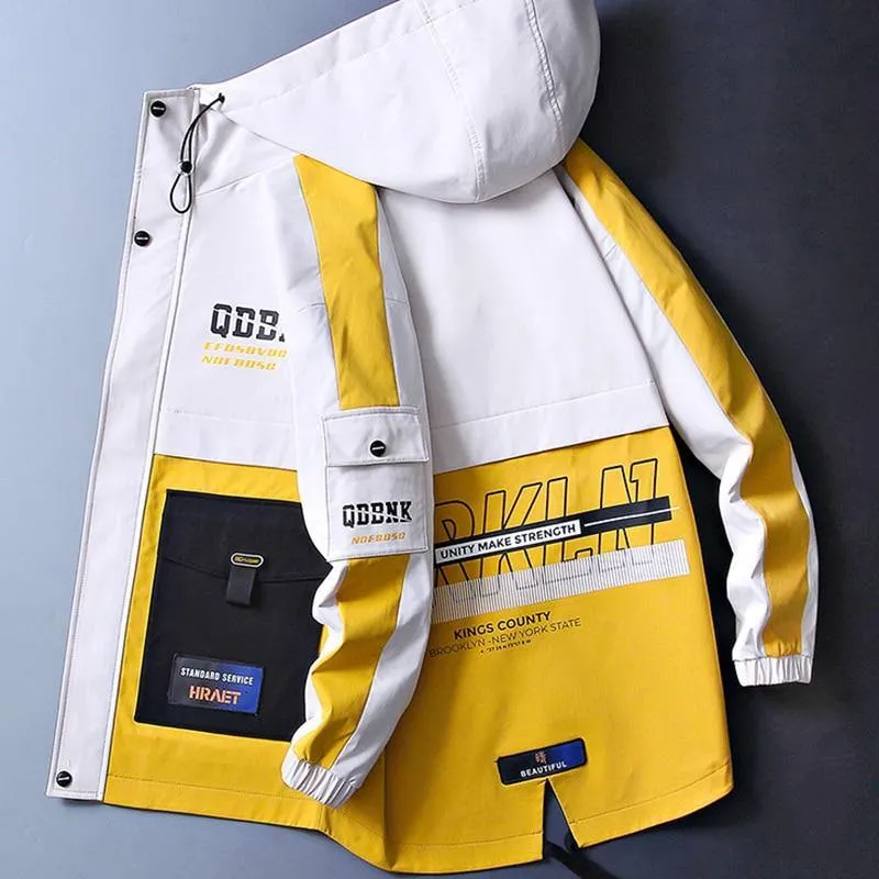 Men's Patchwork Streetwear Windbreaker Coat