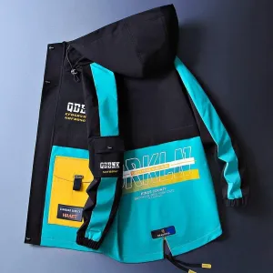 Men's Patchwork Streetwear Windbreaker Coat