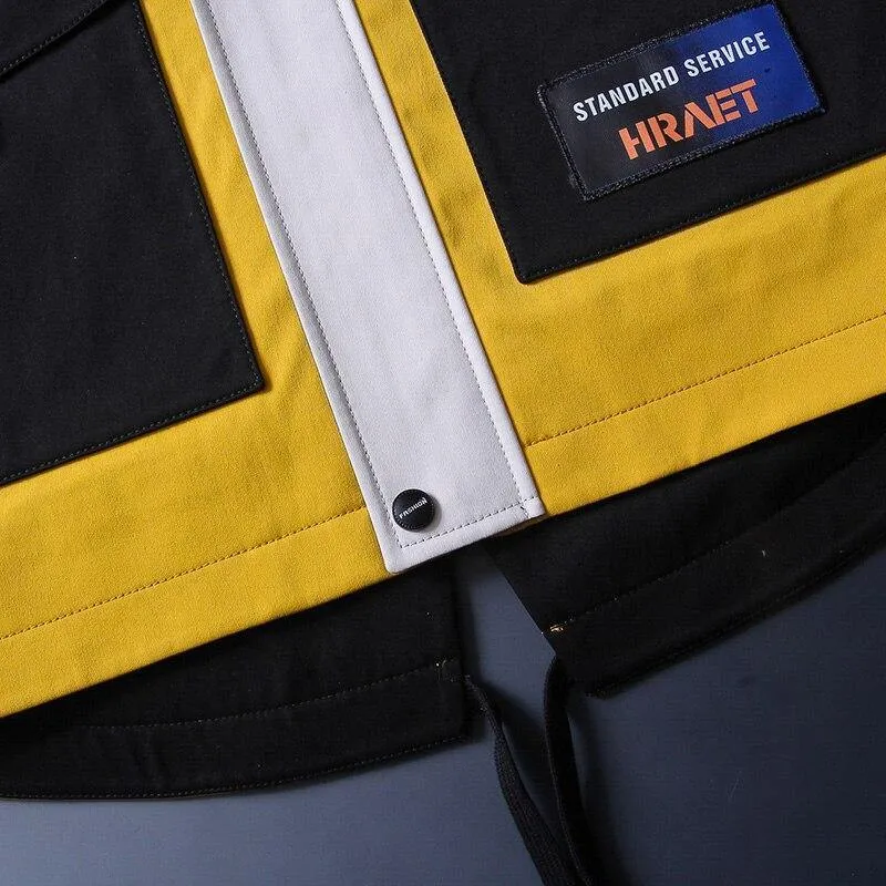 Men's Patchwork Streetwear Windbreaker Coat