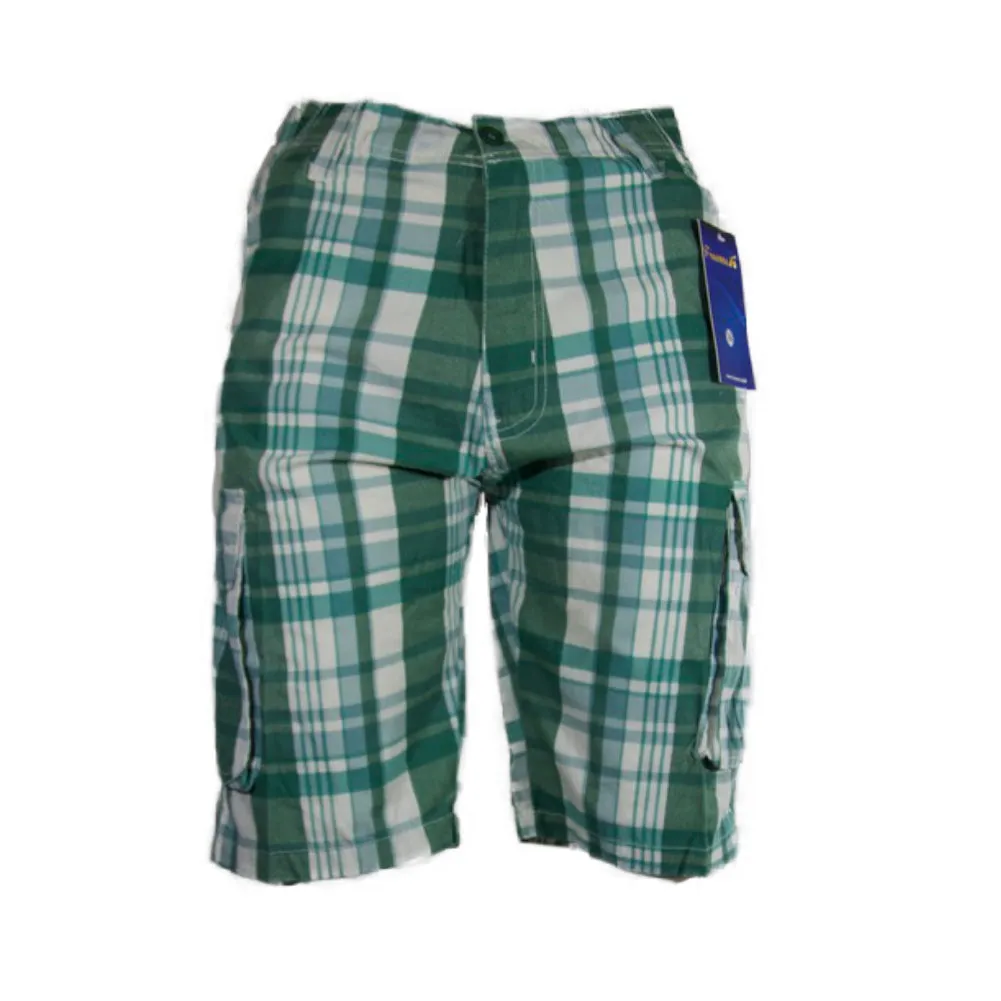 Men's Plaid Cargo Shorts Checkered Multi Pocket Casual Lightweight Button Shorts