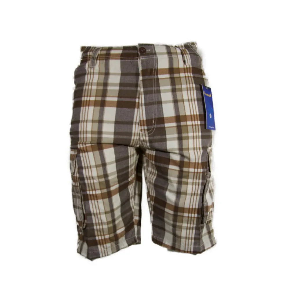 Men's Plaid Cargo Shorts Checkered Multi Pocket Casual Lightweight Button Shorts
