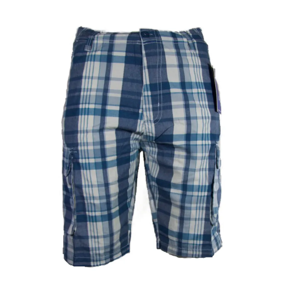 Men's Plaid Cargo Shorts Checkered Multi Pocket Casual Lightweight Button Shorts