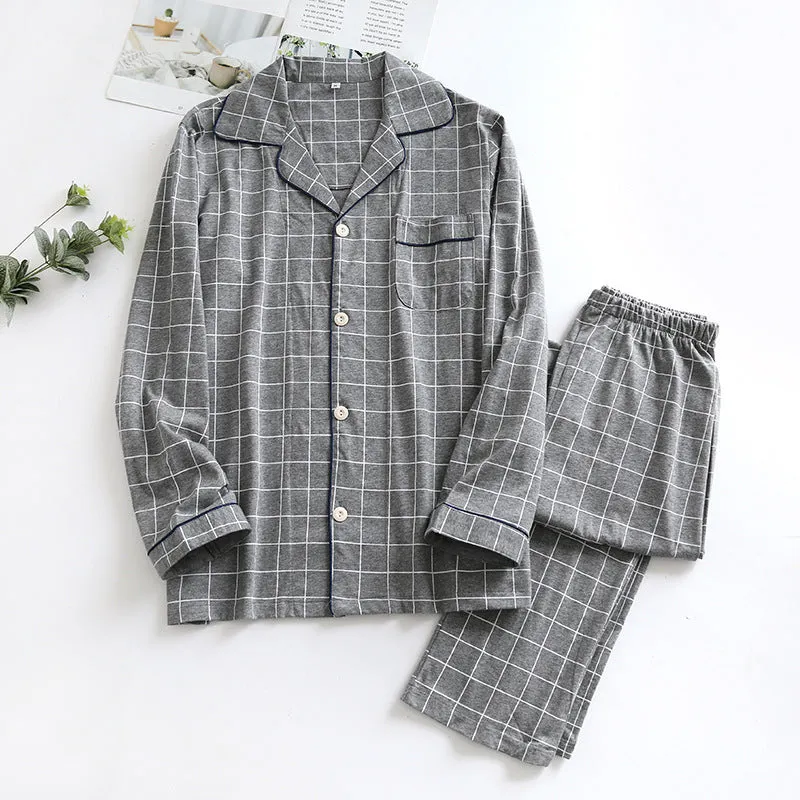 Mens Plaid Pajamas Long Sleeve