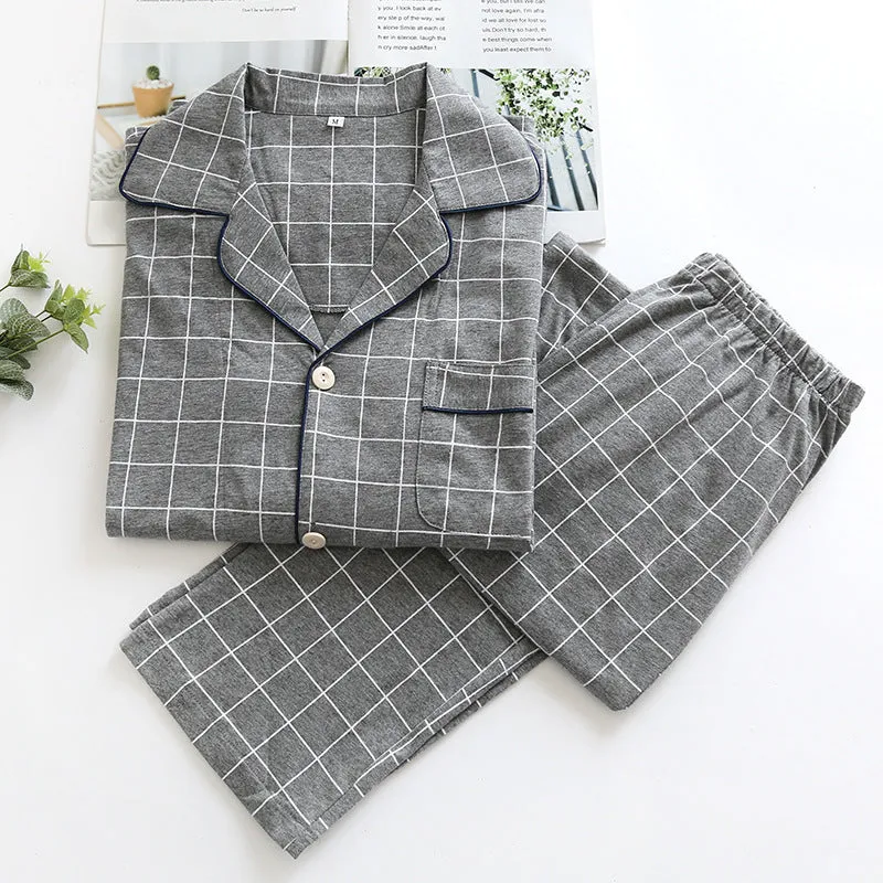 Mens Plaid Pajamas Long Sleeve