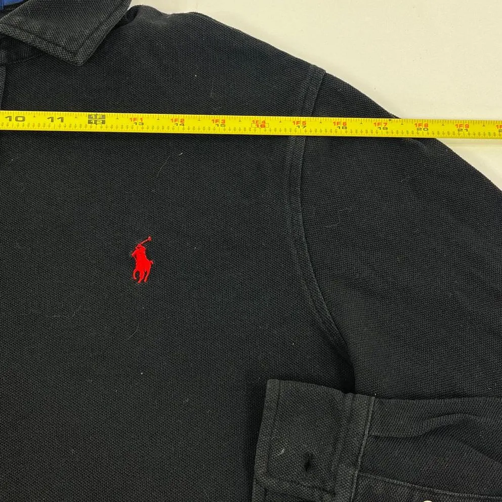 Men's Polo Ralph Lauren Black Long Sleeve Polo Shirt - Size Large