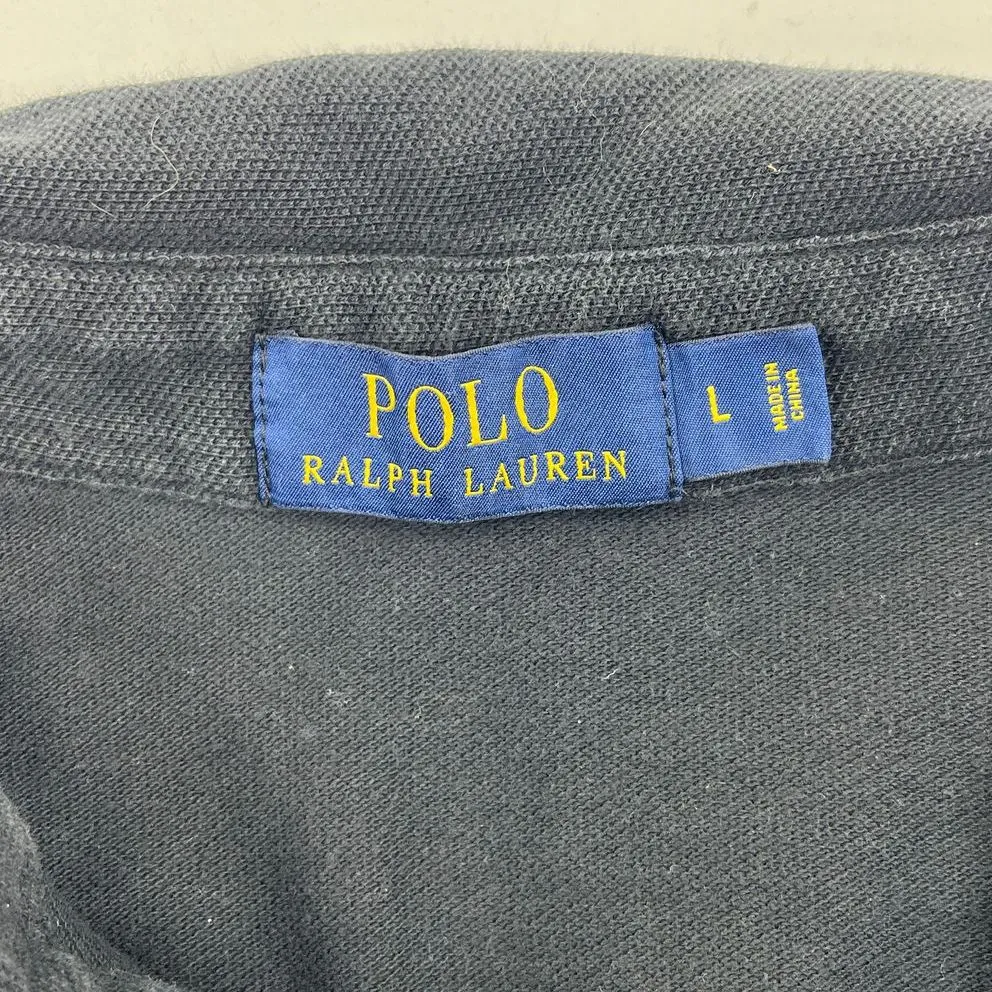 Men's Polo Ralph Lauren Black Long Sleeve Polo Shirt - Size Large