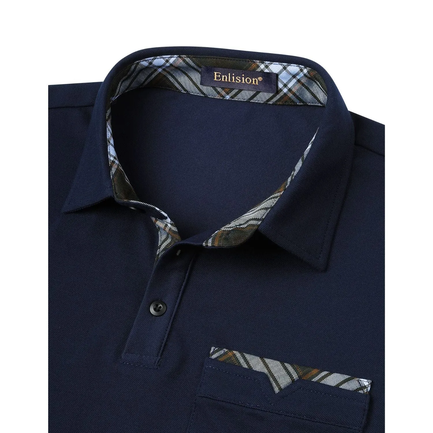 Men's Polo Shirt with Pocket - J-BLUE-CHECKED2