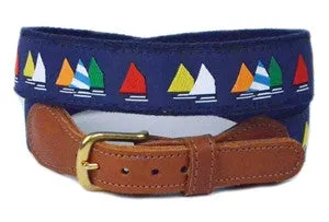 Men's Preppy Ribbon Belt Fleet of Sails Multi Colors | Designs By Lillie